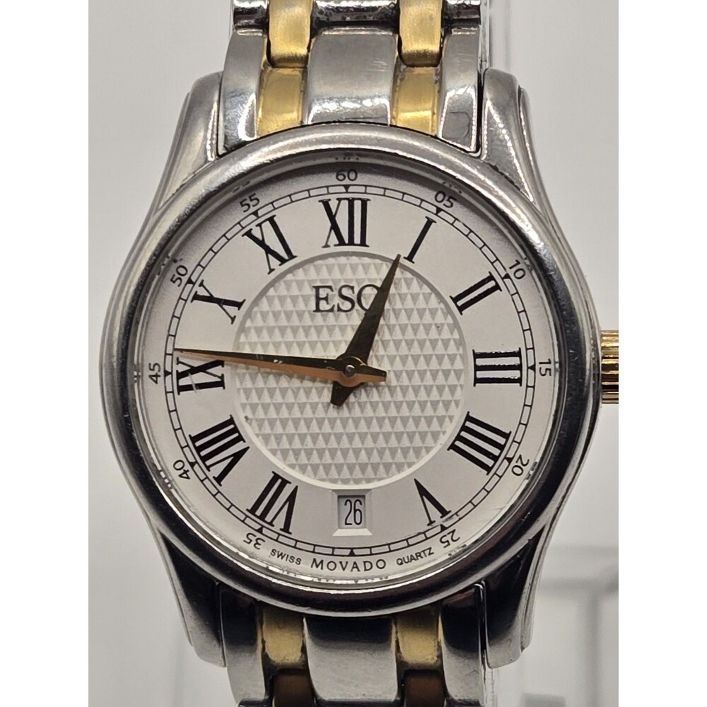 ESQ By MOVADO Ladies' Filmore Two Tone Stainless Steel Watch. New Battery. 6.5"